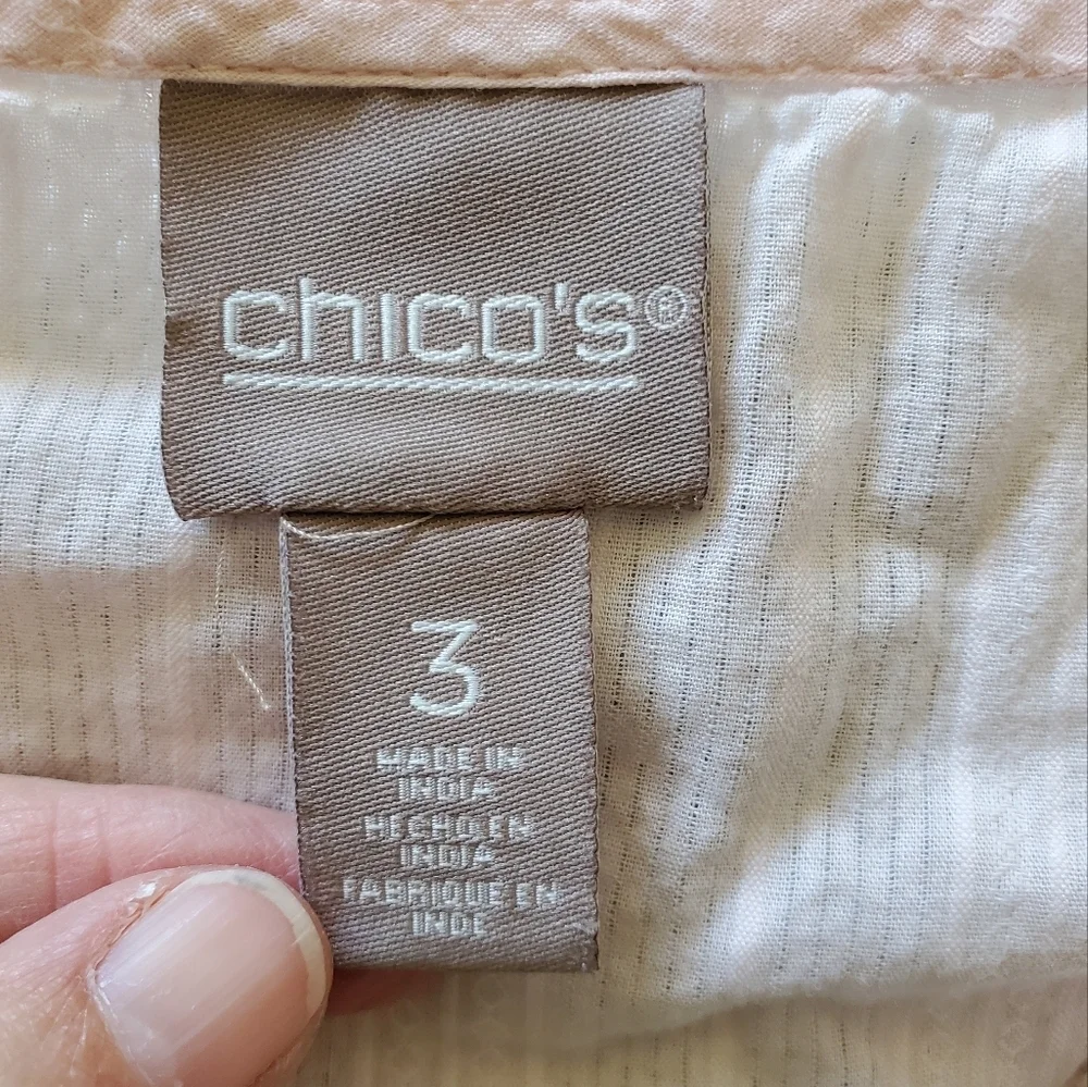 Chicos 3/4:sleeve Embroidered Top.  Size 3 (16) - Picture 6 of 7